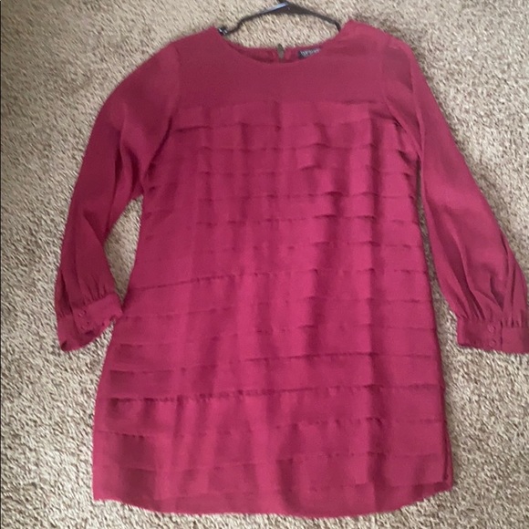 Topshop Dresses & Skirts - Topshop tiered dark pink long sleeve dress